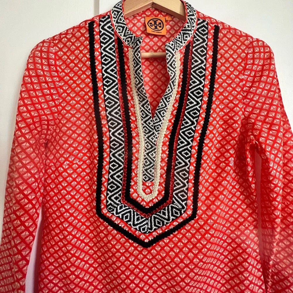 Tory Burch Blouse with Bohemian style hand stitching. - Picture 2 of 4